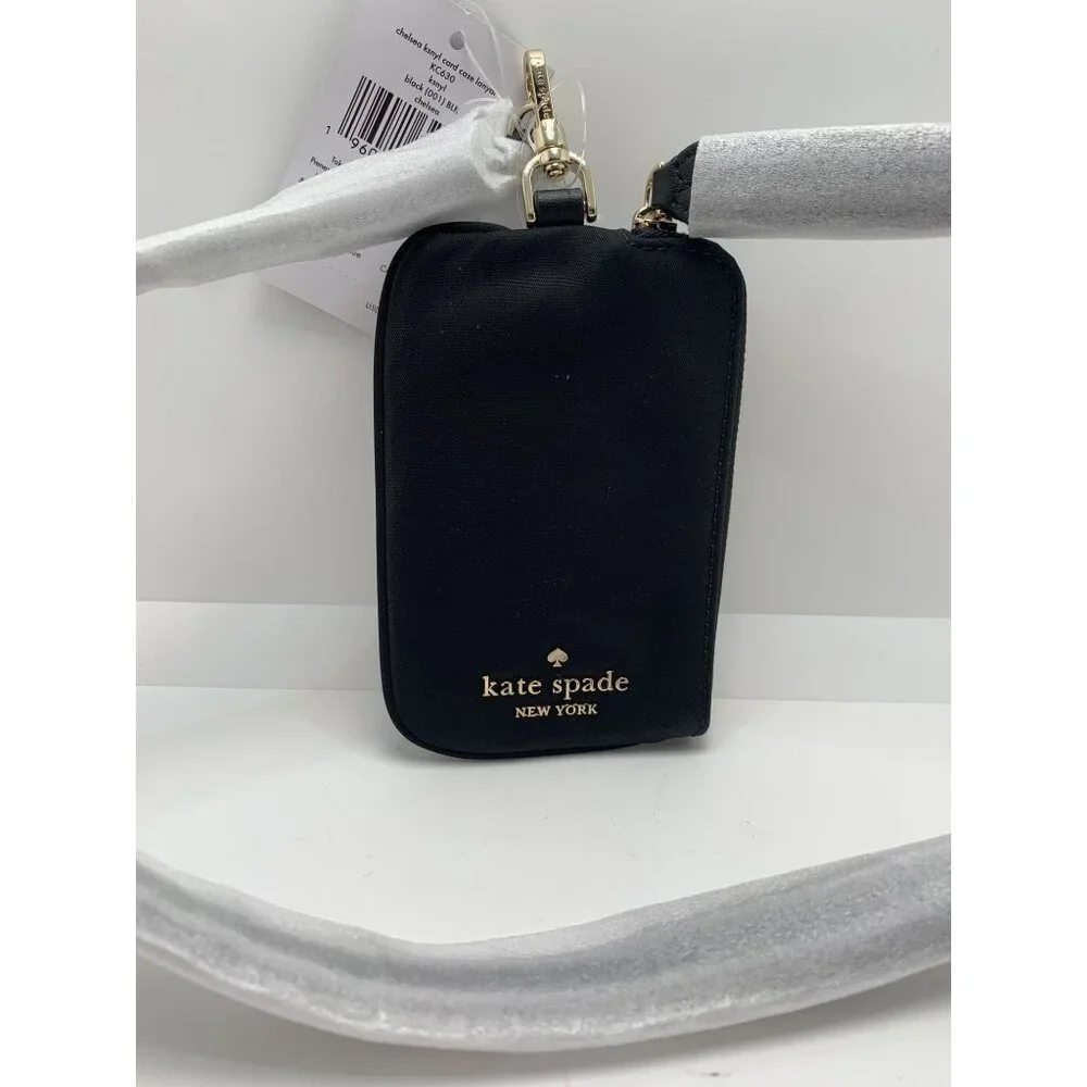 Kate Spade New York Chelsea Black Card Case Lanyard With ID Window - Picture 1 of 3